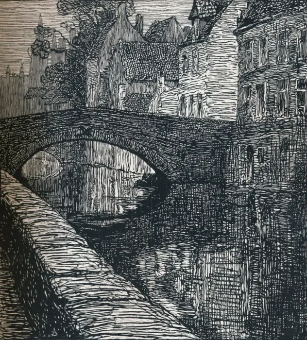 Framed Print : Bruges: Le Quai Vert (The Green Quay), 1916, (1917). Artist: Albert Delstanche Framed Print : Bruges: Le Quai Vert (The Green Quay), 1916, (1917). Artist: Albert Delstanche