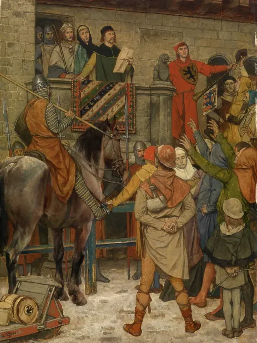 Framed Print : Bruges Receives its City Charter from Philip of Alsace, 1890. Creator: Albrecht De Vriendt Framed Print : Bruges Receives its City Charter from Philip of Alsace, 1890. Creator: Albrecht De Vriendt