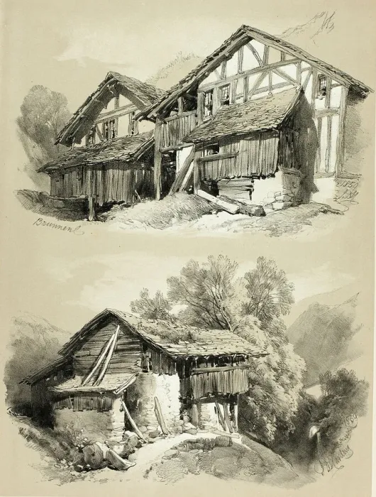 Framed Print : Brunnen, from Picturesque Selections, 1859. Creator: James Duffield Harding Framed Print : Brunnen, from Picturesque Selections, 1859. Creator: James Duffield Harding