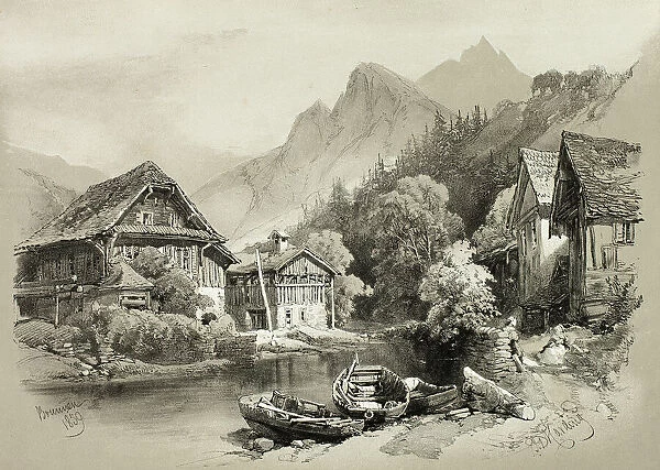 Brunnen, from Picturesque Selections, 1859. Creator: James Duffield Harding
