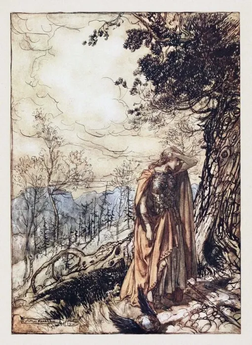 Framed Print : Brunnhilde. Illustration for The Rhinegold and The Valkyrie by Richard Wagner, 1910. Artist: Rackham, Arthur (1867-1939) Framed Print : Brunnhilde. Illustration for The Rhinegold and The Valkyrie by Richard Wagner, 1910. Artist: Rackham, Arthur (1867-1939)