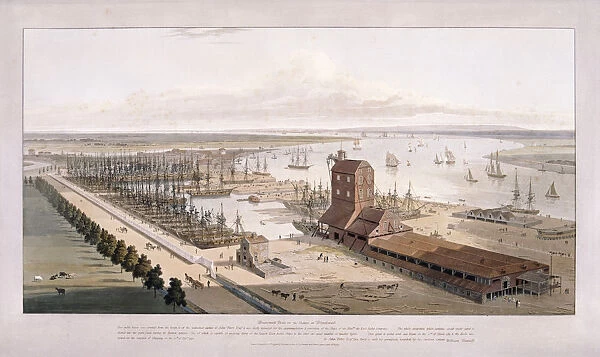 Brunswick Dock, and East India Dock, Poplar, London, 1803. Artist: William Daniell