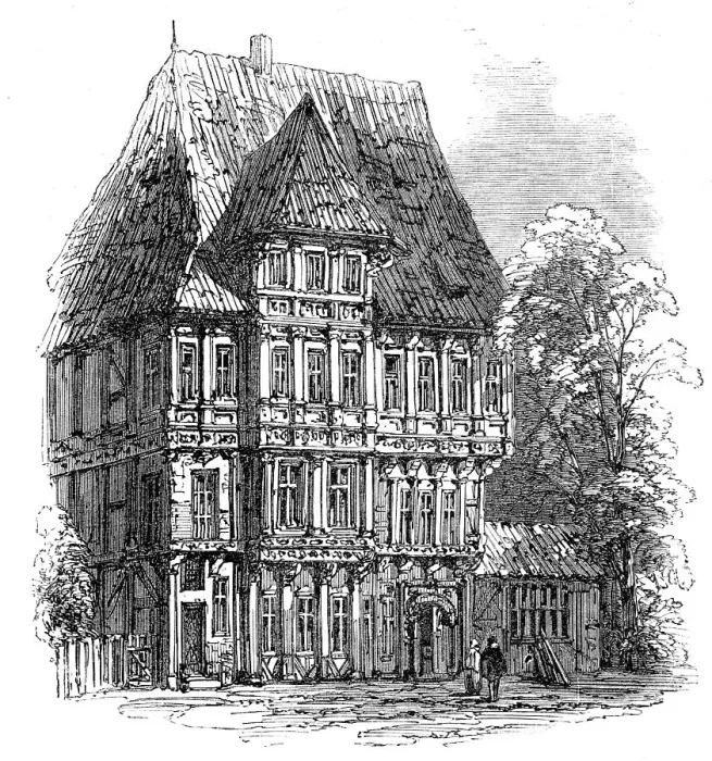 Framed Print : Brunswick:old houses near the cathedral, 1864. Creator: Unknown Framed Print : Brunswick:old houses near the cathedral, 1864. Creator: Unknown