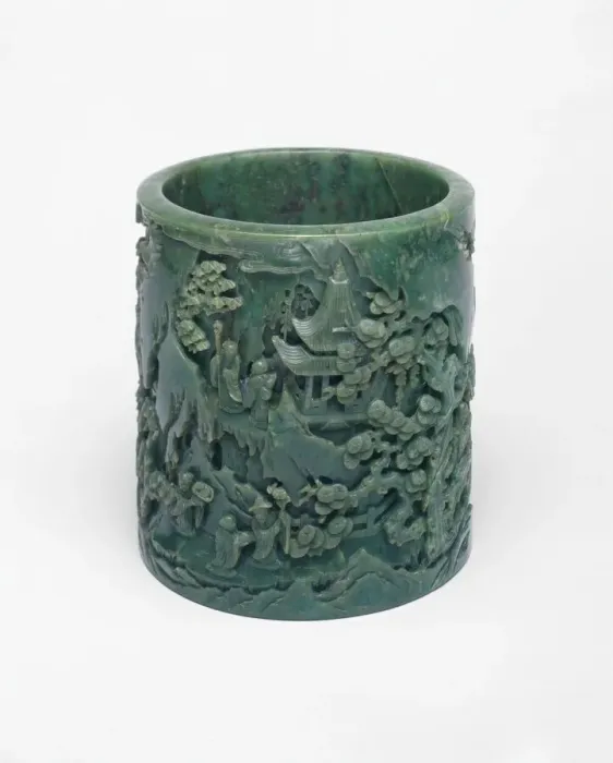 Framed Print : Brushpot Depicting a Daoist Paradise, Qing dynasty (1644-1911)