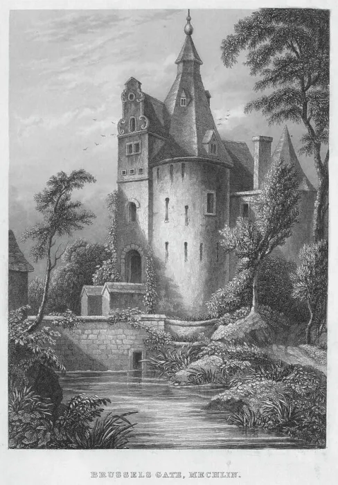 Framed Print : Brussels Gate, Mechlen, 1850. Artist: Shury & Son Framed Print : Brussels Gate, Mechlen, 1850. Artist: Shury & Son