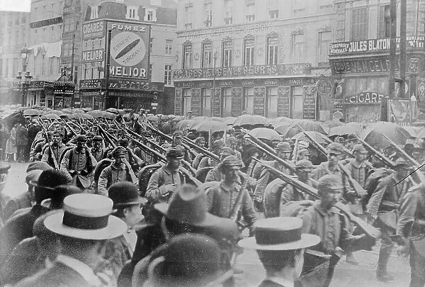 Brussels, Germans crossing Place Charles Rogier, 8 / 20 / 14, 20 Aug 1914. Creator: Bain News Service