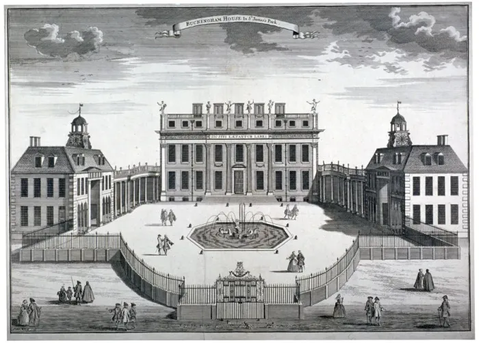 Framed Print : Buckingham House, Westminster, London, 1754. Artist: Sutton Nicholls Framed Print : Buckingham House, Westminster, London, 1754. Artist: Sutton Nicholls