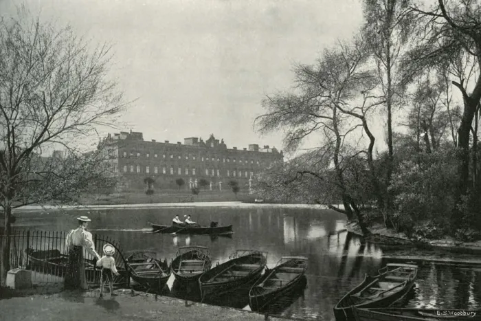 Framed Print : Buckingham Palace, (c1897). Artist: E&S Woodbury Framed Print : Buckingham Palace, (c1897). Artist: E&S Woodbury