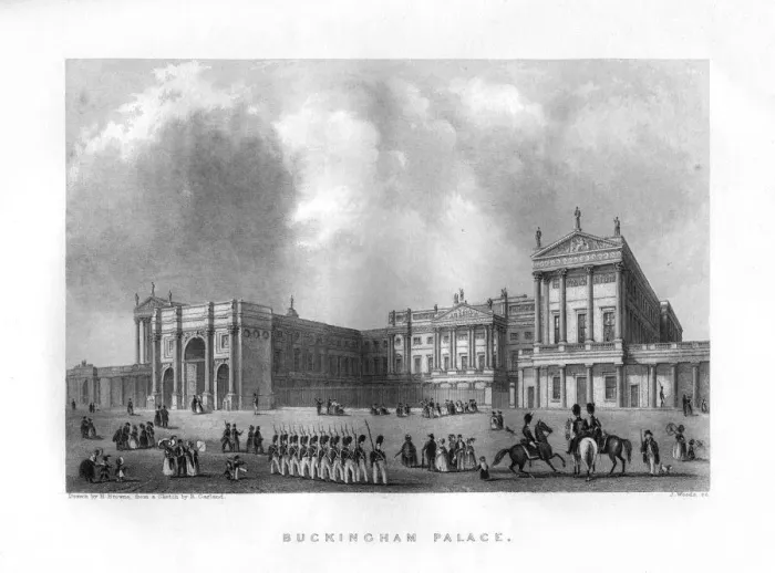 Framed Print : Buckingham Palace, London, 19th century. Artist: J Woods Framed Print : Buckingham Palace, London, 19th century. Artist: J Woods