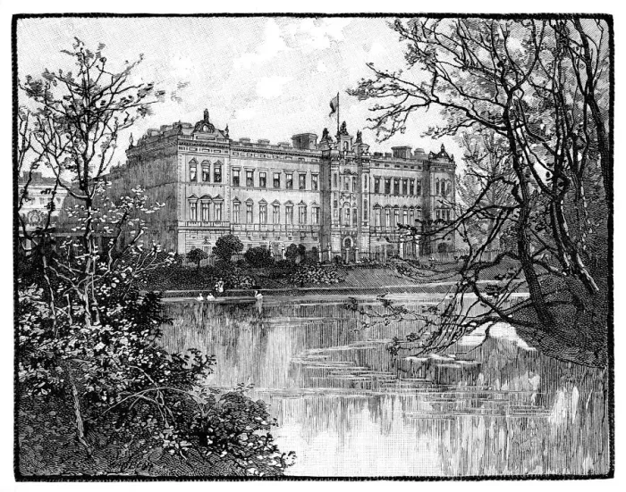 Framed Print : Buckingham Palace from St Jamess Park, London, c1888 Framed Print : Buckingham Palace from St Jamess Park, London, c1888