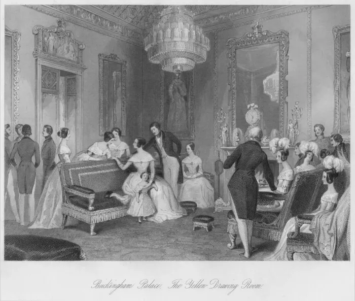 Framed Print : Buckingham Palace. The Yellow Drawing Room, c1841. Artist: Henry Melville Framed Print : Buckingham Palace. The Yellow Drawing Room, c1841. Artist: Henry Melville