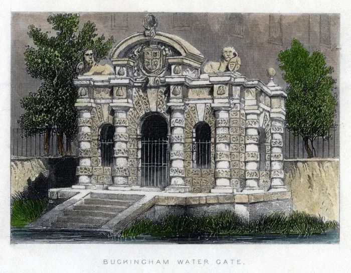 Framed Print : Buckingham Water Gate, the Strand, London, c1850 Framed Print : Buckingham Water Gate, the Strand, London, c1850