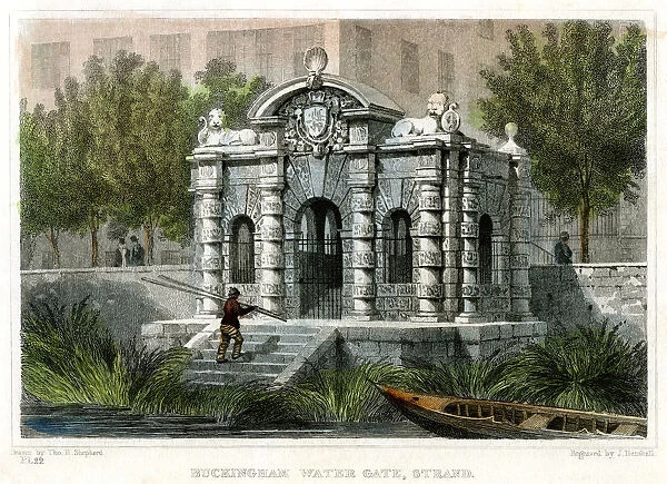 Buckingham Water Gate, Strand, Westminster, London, 1830. Artist: J Henshall