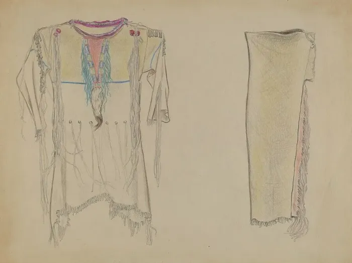 Framed Print : Buckskin Shirt and Leggings, 1935 / 1942. Creator: Unknown Framed Print : Buckskin Shirt and Leggings, 1935 / 1942. Creator: Unknown