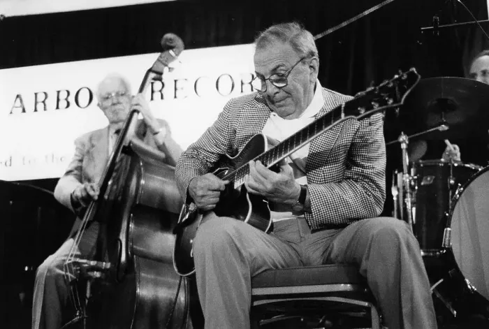 Framed Print : Bucky Pizzarelli, The March of Jazz, Clearwater Beach, Florida, 1997. Creator: Brian Foskett Framed Print : Bucky Pizzarelli, The March of Jazz, Clearwater Beach, Florida, 1997. Creator: Brian Foskett