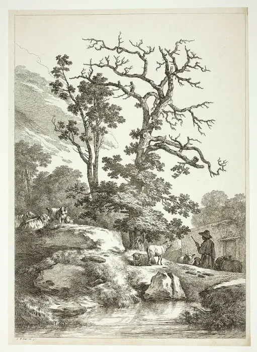 Framed Print : Bucolic Scene, n.d. Creator: Jean Baptiste Marie Huet