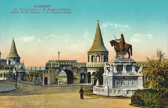 Framed Print : Budapest. - St Stephen s-statue, c1900 Framed Print : Budapest. - St Stephen s-statue, c1900
