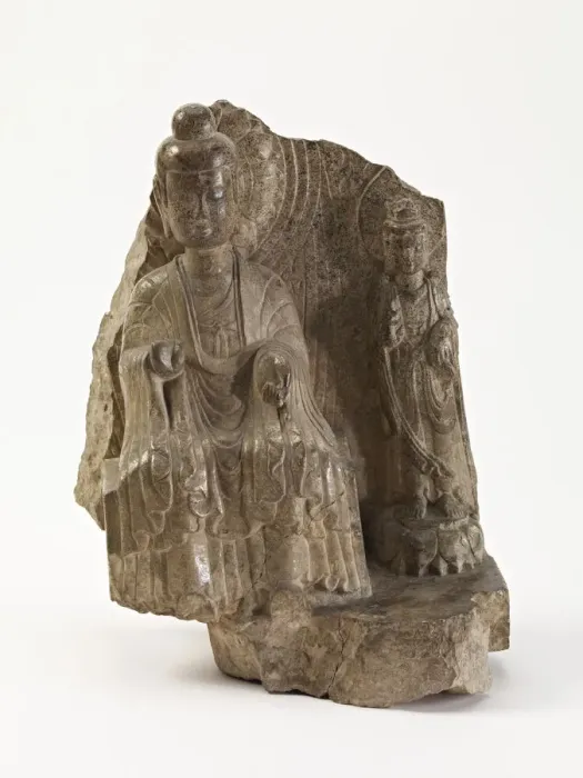 Framed Print : Buddha with a bodhisattva (fragment), Period of Division, 534-550. Creator: Unknown Framed Print : Buddha with a bodhisattva (fragment), Period of Division, 534-550. Creator: Unknown