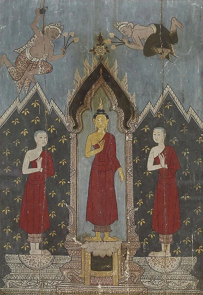 The Buddha with his disciples Sariputta and Moggalana, 1st quarter 19th century. Creator: Unknown