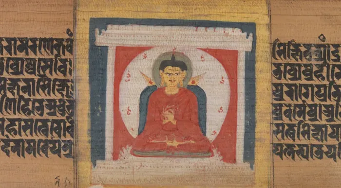 Framed Print : Buddha Enthroned in a Shrine, Leaf from... Pancavimsatisahasrika Prajnaparamita... ca Framed Print : Buddha Enthroned in a Shrine, Leaf from... Pancavimsatisahasrika Prajnaparamita... ca