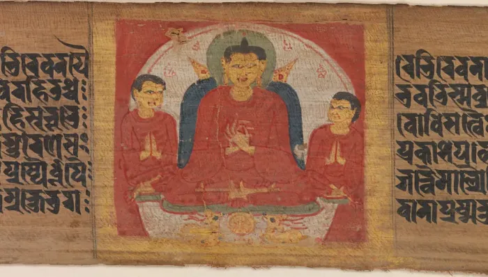 Framed Print : Buddha with His Hands Raised in Dharmacakra Mudra... ca. 1090. Creator: Unknown Framed Print : Buddha with His Hands Raised in Dharmacakra Mudra... ca. 1090. Creator: Unknown