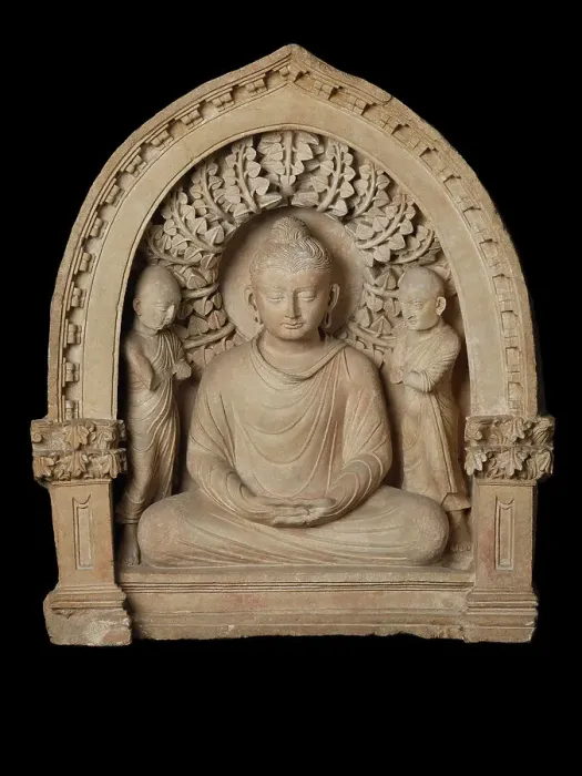 Framed Print : Buddha and two monks, 3rd cen. AD. Creator: Central Asian Art Framed Print : Buddha and two monks, 3rd cen. AD. Creator: Central Asian Art