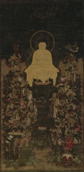 Framed Print : The Buddha Preaching the Perfection of Wisdom (Prajnaparamita) Sutra, 14th century. Creator: Unknown Framed Print : The Buddha Preaching the Perfection of Wisdom (Prajnaparamita) Sutra, 14th century. Creator: Unknown