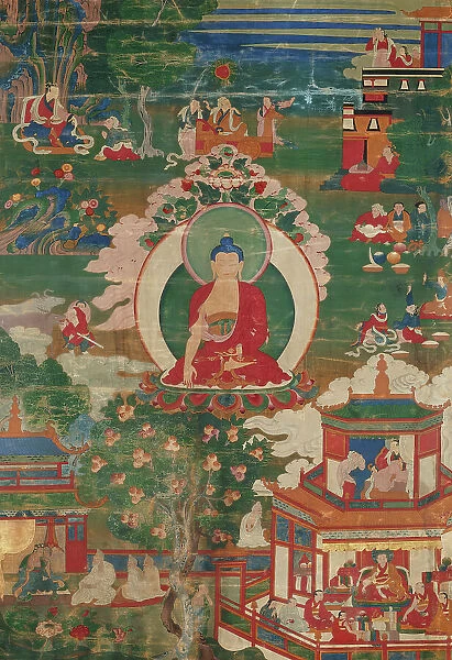 Buddha Shakyamuni and Narrative Scenes, 18th century. Creator: Anon
