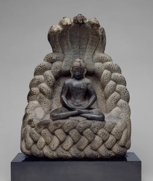 Framed Print : Buddha Sheltered by the Serpent King Muchalinda, 11th / 12th century. Creator: Unknown Framed Print : Buddha Sheltered by the Serpent King Muchalinda, 11th / 12th century. Creator: Unknown