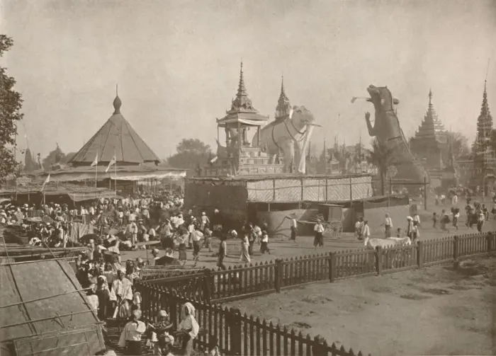 Framed Print : Buddhist Cremation Scene. - A Phoongyi-byan, 1900. Creator: Unknown
