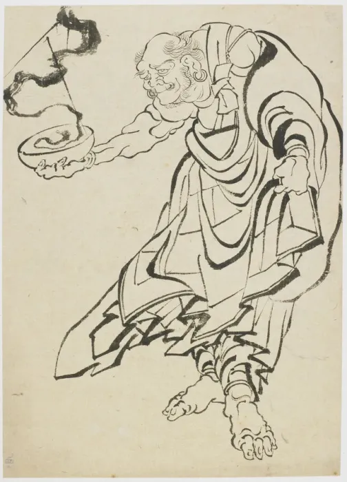 Framed Print : Buddhist figure, late 18th-early 19th century. Creator: Hokusai
