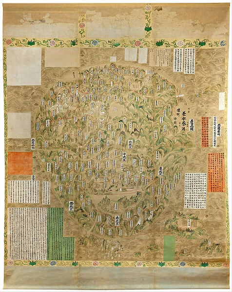 Buddhist map of the world, Early 18th cen Artist: Anonymous master