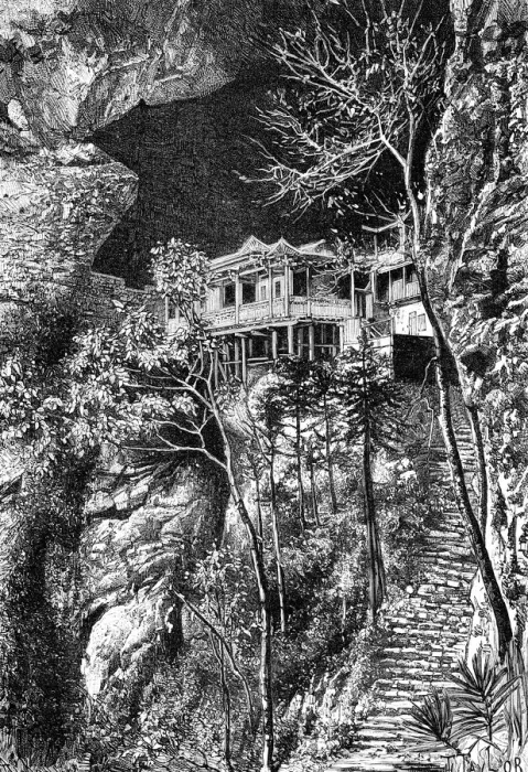 Framed Print : Buddhist monastery, Yuen-Fu on the Min, South of Fuchu-Fu, c1890. Artist: Armand Kohl