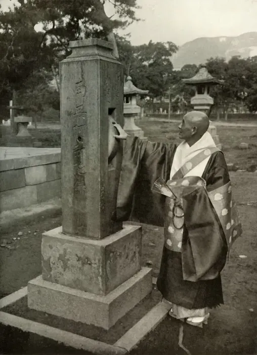 Framed Print : A Buddhist Priest and Praying-Wheel, 1910. Creator: Herbert Ponting Framed Print : A Buddhist Priest and Praying-Wheel, 1910. Creator: Herbert Ponting