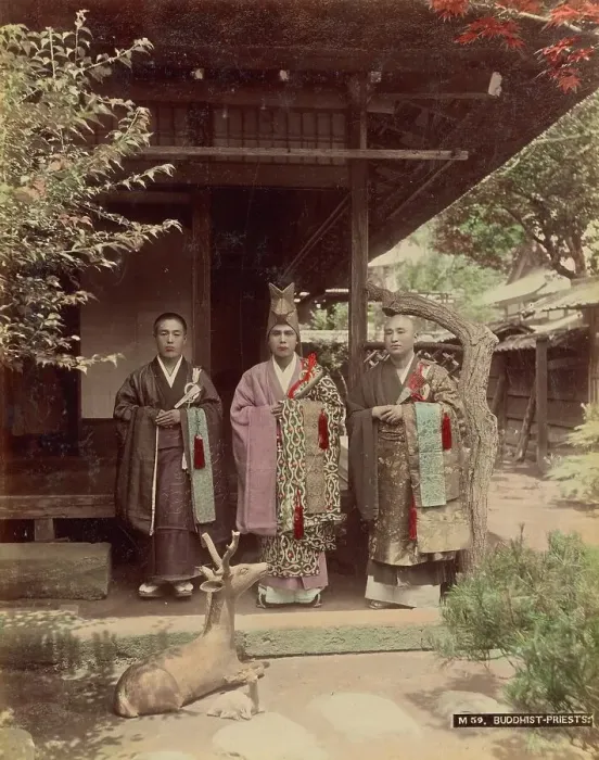 Framed Print : Buddhist Priests, 1870s-1890s. Creator: Kusakabe Kimbei Framed Print : Buddhist Priests, 1870s-1890s. Creator: Kusakabe Kimbei