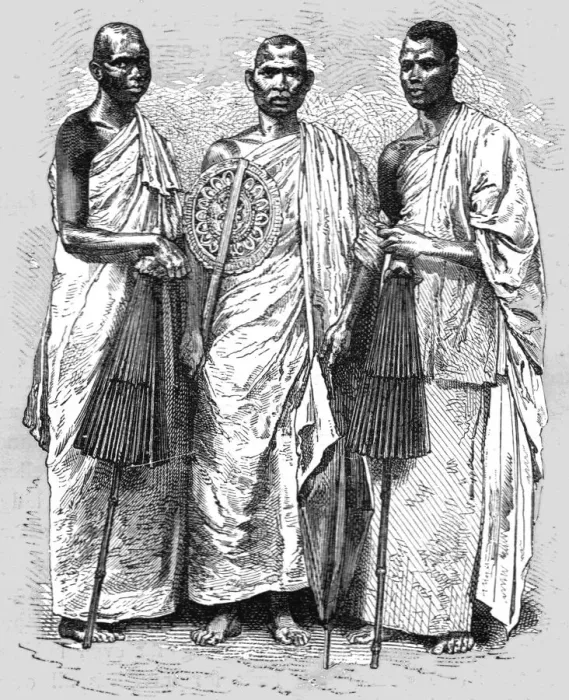 Framed Print : Buddhist Priests; Four Months in Ceylon, 1875. Creator: Unknown Framed Print : Buddhist Priests; Four Months in Ceylon, 1875. Creator: Unknown