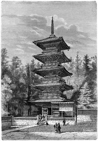Buddhist temple, Nikko, Japan, 1895. Artist: Hildibrand