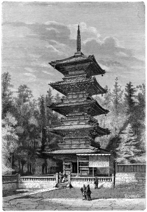 Framed Print : Buddhist temple, Nikko, Japan, 1895. Artist: Hildibrand