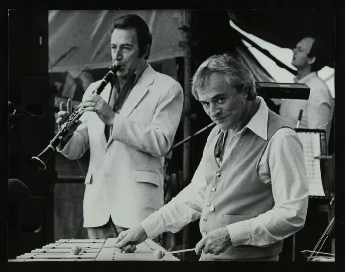 Framed Print : Buddy DeFranco and Terry Gibbs at the Capital Radio Jazz Festival, Knebworth, Hertfordshire, 1981 Framed Print : Buddy DeFranco and Terry Gibbs at the Capital Radio Jazz Festival, Knebworth, Hertfordshire, 1981