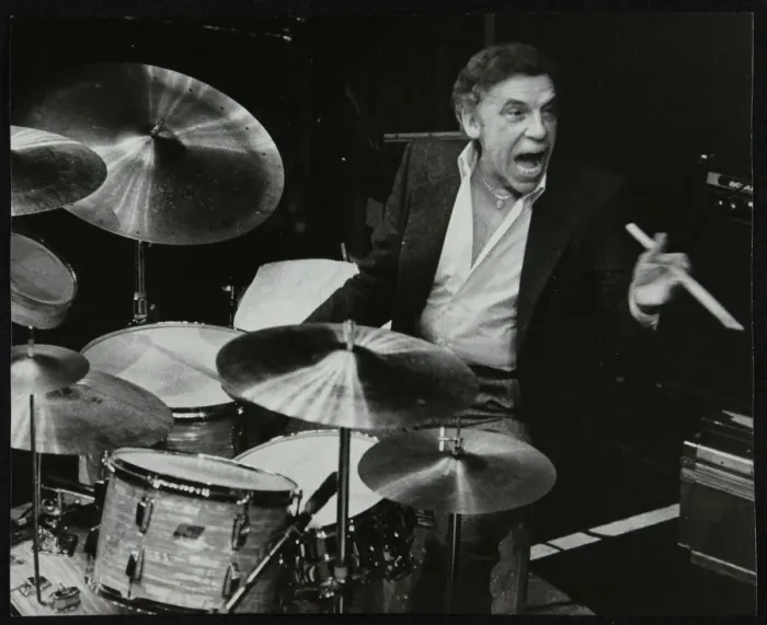 Framed Print : Buddy Rich in concert at the Forum Theatre, Hatfield, Hertfordshire, March 1980. Artist Framed Print : Buddy Rich in concert at the Forum Theatre, Hatfield, Hertfordshire, March 1980. Artist