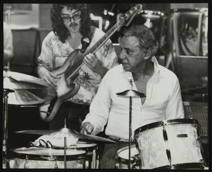 Framed Print : Buddy Rich and Dave Carpenter playing at the Royal Festival Hall, London, June 1985 Framed Print : Buddy Rich and Dave Carpenter playing at the Royal Festival Hall, London, June 1985