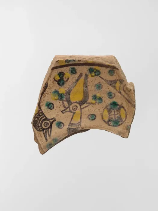 Framed Print : Buff Ware Fragment with Horned Animals, Iran, 9th-10th century. Creator: Unknown Framed Print : Buff Ware Fragment with Horned Animals, Iran, 9th-10th century. Creator: Unknown