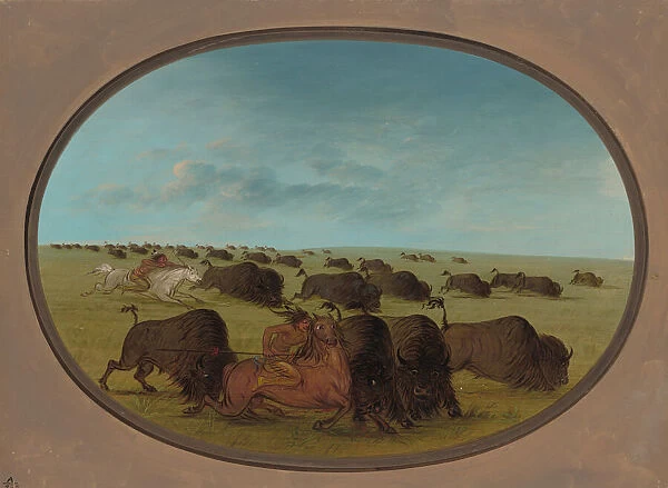 Buffalo Chase, with Accidents, 1861 / 1869. Creator: George Catlin