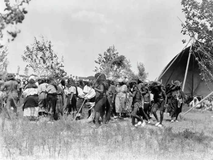 Framed Print : Buffalo Society, animal dance-Cheyenne, c1927. Creator: Edward Sheriff Curtis Framed Print : Buffalo Society, animal dance-Cheyenne, c1927. Creator: Edward Sheriff Curtis