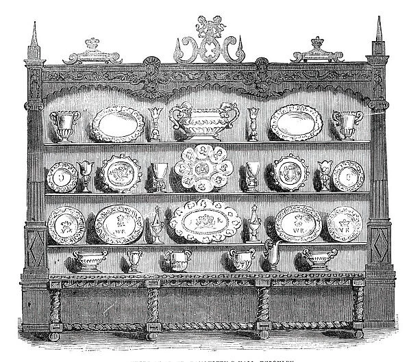 Buffet of plate, Banqueting Hall, Burghley, 1844. Creator: Unknown