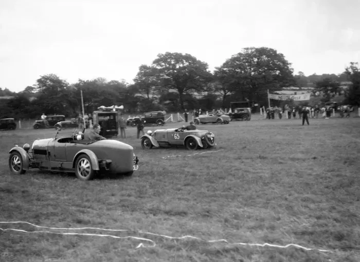 Framed Print : Bugatti Type 43 and Frazer-Nash Falcon taking part in the Bugatti Owners Club gymkhana, 5 July 1931 Framed Print : Bugatti Type 43 and Frazer-Nash Falcon taking part in the Bugatti Owners Club gymkhana, 5 July 1931