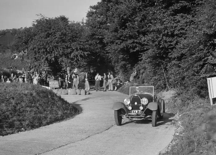 Framed Print : Bugatti Type 43 of GM Crozier competing in the VSCC Croydon Speed Trials, 1937. Artist Framed Print : Bugatti Type 43 of GM Crozier competing in the VSCC Croydon Speed Trials, 1937. Artist