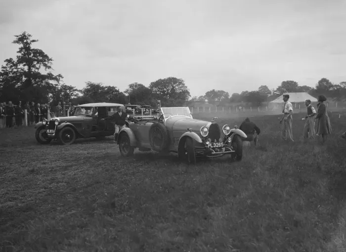 Framed Print : Bugatti Type 44 and Alvis FWD taking part in the Bugatti Owners Club gymkhana, 5 July 1931 Framed Print : Bugatti Type 44 and Alvis FWD taking part in the Bugatti Owners Club gymkhana, 5 July 1931