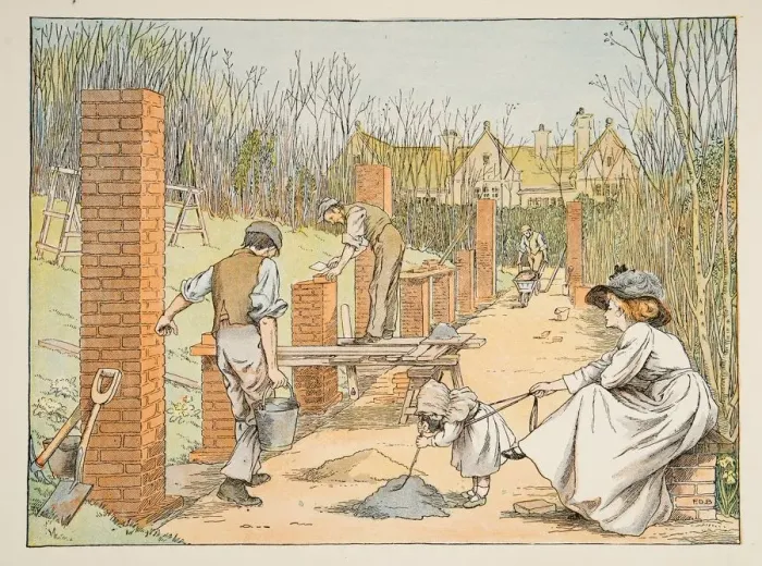 Framed Print : The Builder, from Four and Twenty Toilers, pub. 1900 (colour lithograph) Framed Print : The Builder, from Four and Twenty Toilers, pub. 1900 (colour lithograph)