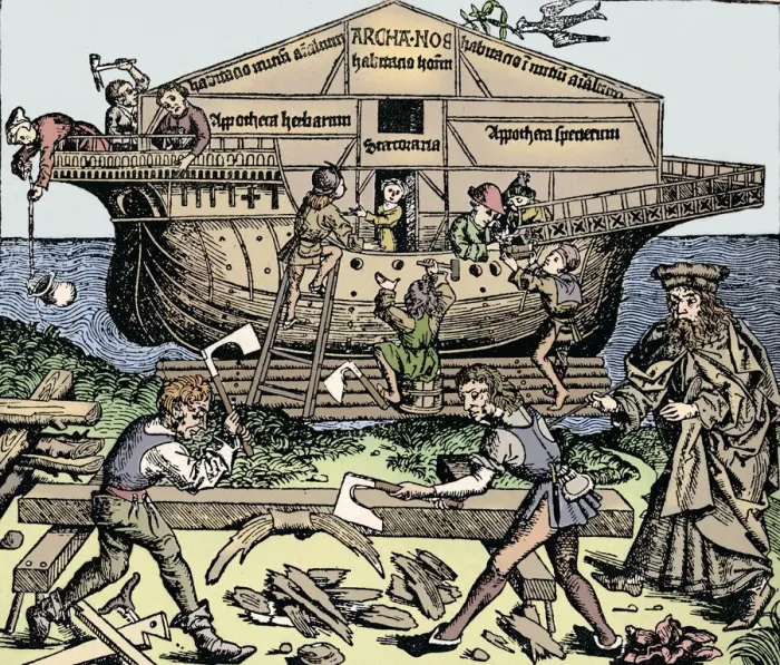 Framed Print : The Building of the Ark Superintended by Noah, (1493), 1903